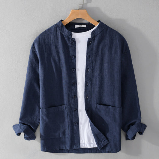 Camisa Abrigo Estilo Retro con Cuello Mao y Botones de Nudo Chino - Image 4
