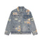 Chaqueta Denim con Costuras de Encaje y Detalles Rotos