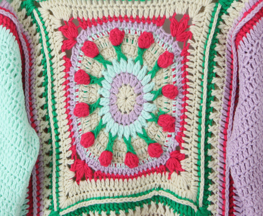 Suéter Tejido a Mano Jacquard Combinado - Manga Larga Estilo Vacacional - Image 19