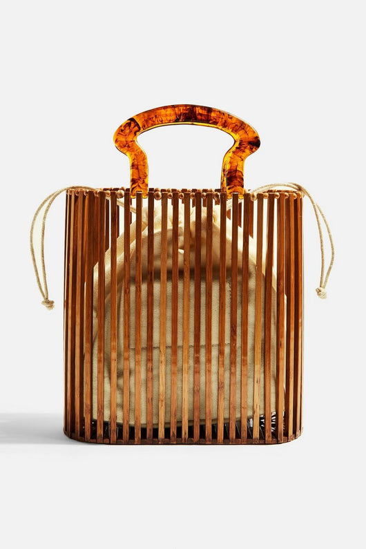 Bolsa de Playa Tejida con Asas de Acrílico y Detalles de Bambú - Image 9