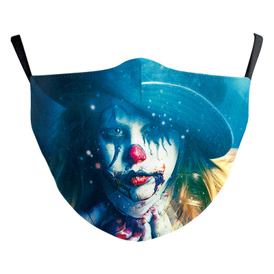 Black ear hook dust mask with white spiderweb pattern and small red spiders, perfect for Halloween. - Image 17