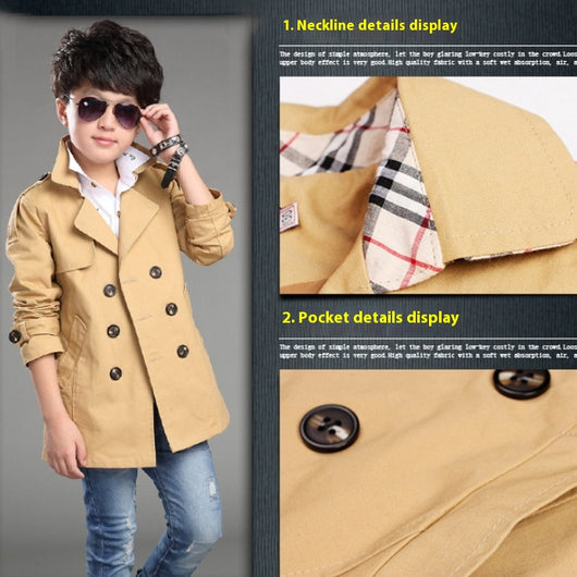 Abrigo Trinchera Casual de Largo Medio para Niños - Image 11