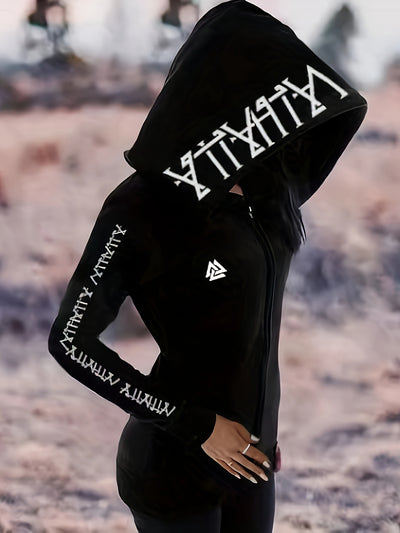 Sudadera Retro Estampada Suelta con Cierre para Mujer - Image 6