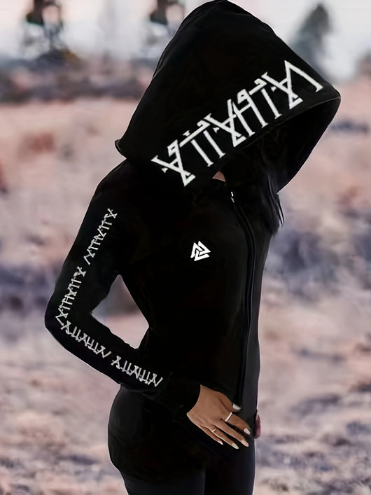 Sudadera Retro Estampada Suelta con Cierre para Mujer - Image 6