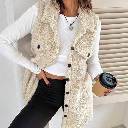 Chaleco Cardigan de Botones Abiertos en Felpa Premium - Image 6