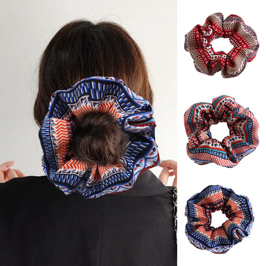 Elástico Estampado para Cabello con Diseño Retro - Coleta Altamente Resistente para Mujeres