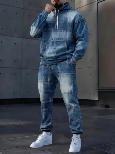 Sudadera Denim con Capucha y Estampado 3D Letrado para Hombre - Image 20