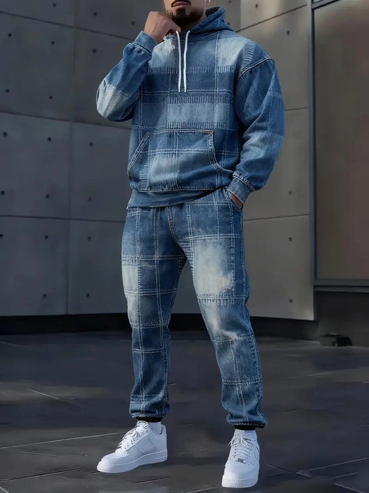 Sudadera Denim con Capucha y Estampado 3D Letrado para Hombre - Image 20