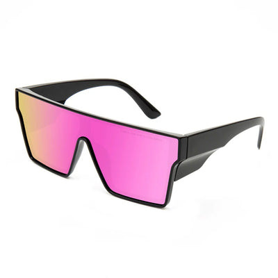 Black frame sports cycling sunglasses with vibrant purple polarized shield lenses, ideal for biking and outdoor activities. - Image 17