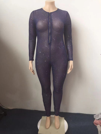 Jumpsuit de Malla Semitransparente Estampado Talla Grande - Image 4