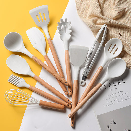 Juego de Utensilios de Cocina con Mango de Madera y Silicona Marmoleada - Image 10