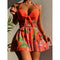 Conjunto de Playa Estampado: Bikini y Pareo de Tres Piezas