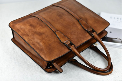 Bolso de Cuero Curtido al Vegetal Estilo Retro Horizontal para Hombre - Image 15
