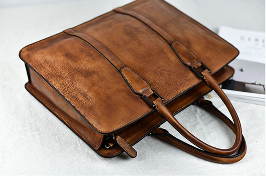 Bolso de Cuero Curtido al Vegetal Estilo Retro Horizontal para Hombre - Image 15