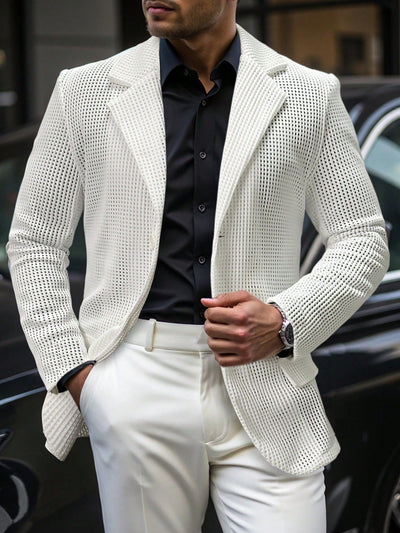 Blazer Blanco Holgado de Corte Casual para Hombre - Image 7