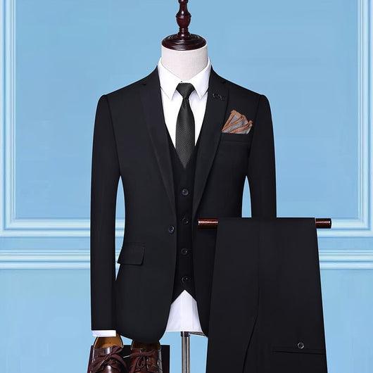 Traje de Novio Tres Piezas Color Sólido Premium - Image 7