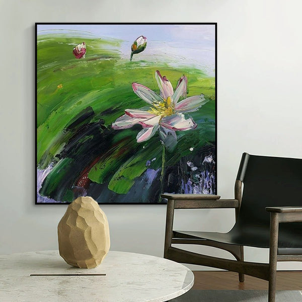 Cuadro al Óleo Abstracto: Paisaje Rural Pintado a Mano