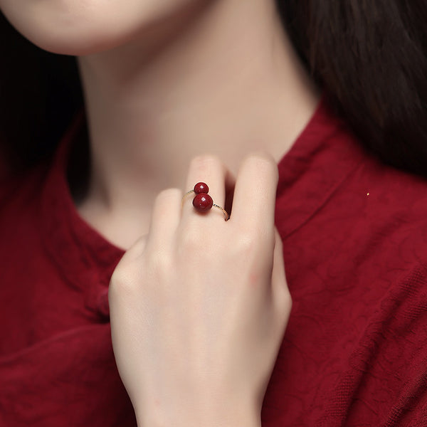Anillo de Plata 925 con Cinabrio Diseño Exclusivo para Mujer