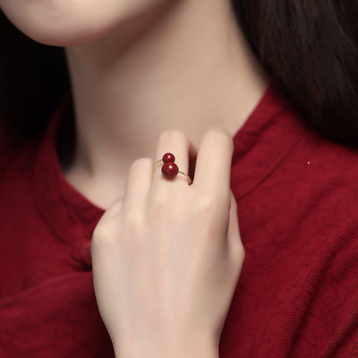 Anillo de Plata 925 con Cinabrio Diseño Exclusivo para Mujer