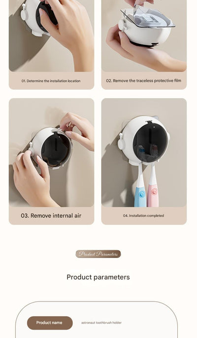 Organizador de Baño Mural sin Taladro para Cepillos Eléctricos Infantiles y de Pareja - Image 15