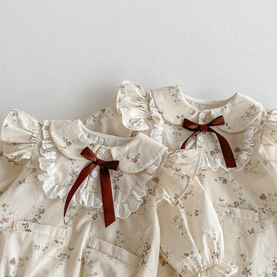 Vestido Romper para Bebé Niña con Mangas Volantes y Encaje - Image 14
