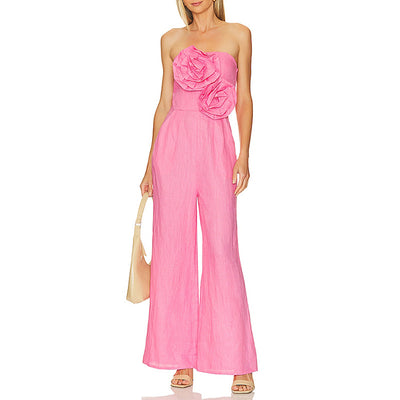 Jumpsuit Floral con Costura, Cintura Alta y Piernas Anchas Reductoras - Image 7