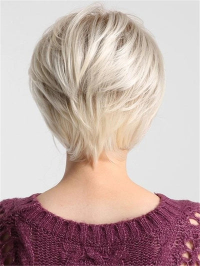 Peluca Rubia Corta Recta con Botón Interno - Estilo Fashionable - Image 2
