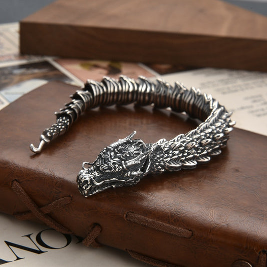 Pulsera de Cabeza de Dragón Retro Artesanal para Hombre - Image 2
