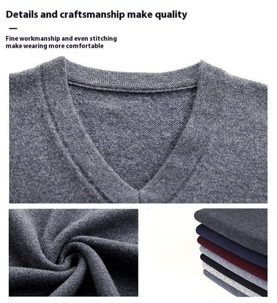 Suéter Casual V-Neck Liso para Hombre - Primavera y Otoño - Image 16