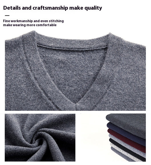 Suéter Casual V-Neck Liso para Hombre - Primavera y Otoño - Image 16