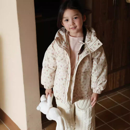 Abrigo Acolchado Niña Estilo Coreano con Diseño Floral - Chaqueta Térmica Infantil Elegante - Image 12