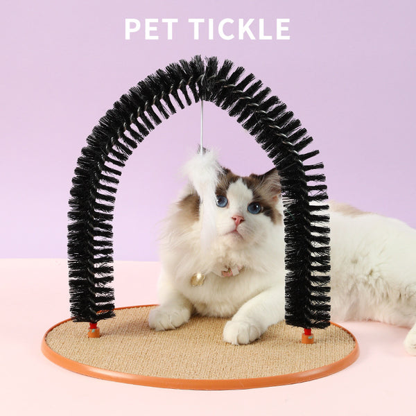 Rascador Interactivo para Gatos con Masajeador de Arco y Juguete Ratón