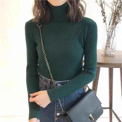 Suéter Coreano Cuello Alto Mujer - Pullover Holgado Invierno - Image 21
