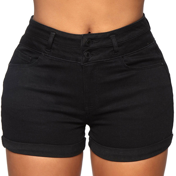 Shorts Denim Ajustados Levanta Glúteos con Elástico