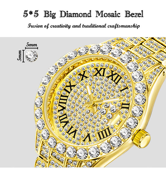 Reloj de Cuarzo para Mujer con Incrustaciones de Diamantes, Resistente al Agua y Esfera Luminosa - Image 2
