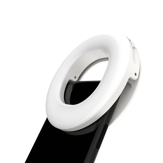 Black mobile phone fill light with two LED panels, mounted on a selfie stick adapter for portable use. - Image 5