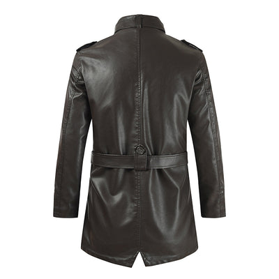 Abrigo de Cuero para Hombre con Cuello Alzado y Forro Polar - Image 5