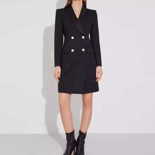 Traje Falda Larga de Lana Otoño Invierno con Control de Cintura