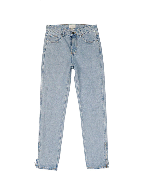 Jeans Rectos Azul Retro con Cierre de Cremallera