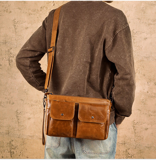Bolsa Crossbody de Cuero Genuino para Hombre, Bandolera Casual - Image 6