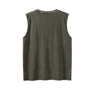 Camiseta sin mangas suelta desgastada estilo americano para hombre - Image 19