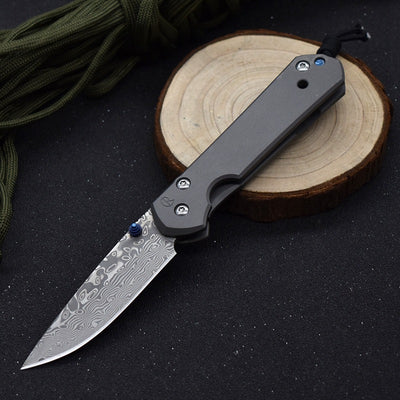 Cuchillo Plegable Damascus de Acero Damasco Premium