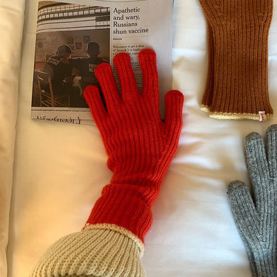 Guantes de Lana con Contraste de Colores y Dedos Separados - Image 4