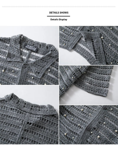 Suéter Hueco de Diseño Francés con Cuentas para Hombre - Image 10