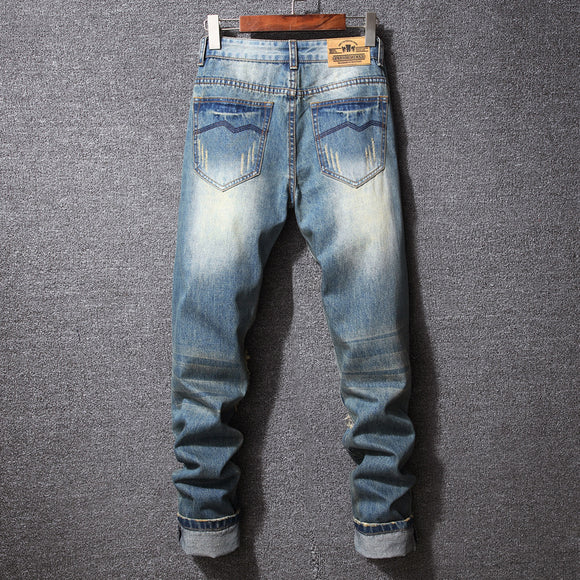 Jeans Rotos Estilo Hong Kong Corte Holgado Casual Americano