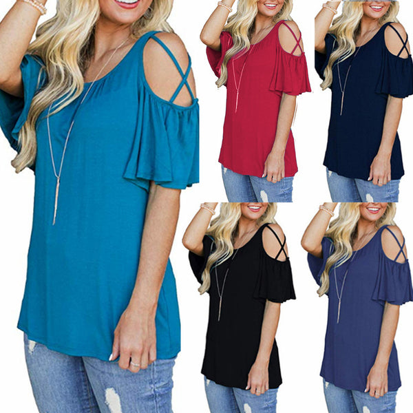 Blusa Hombro Descubierto Manga Corta - Diseño Elegante y Versátil