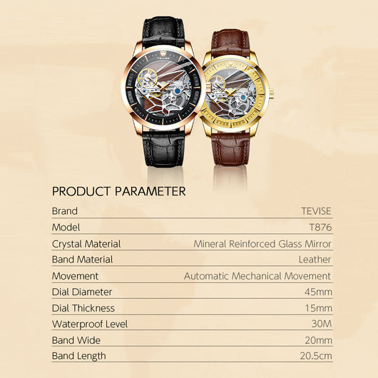 Reloj Mecánico Automático para Hombre Resistente al Agua con Esfera Hueca - Image 14