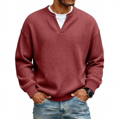 Sudadera Texturizada Cuello V para Hombre - Manga Larga Casual Versátil - Image 4