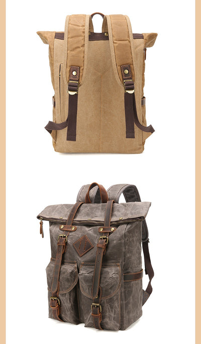 Mochila Vintage de Cuero Crazy Horse Impermeable con Gran Capacidad - Image 13