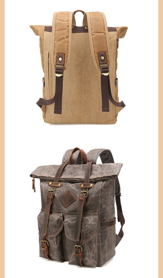 Mochila Vintage de Cuero Crazy Horse Impermeable con Gran Capacidad - Image 13